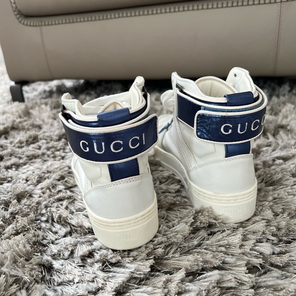 Gucci White GG Soft Leather High Top Sneakers - Picture 6 of 9